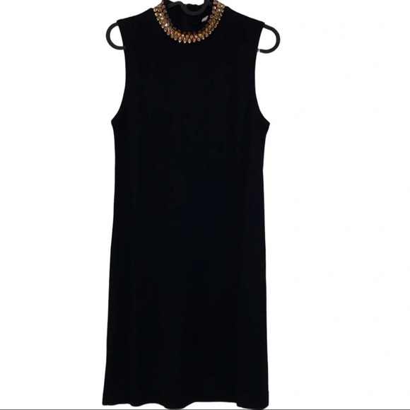 H&M black rhinestone neck detail tunic Mini dress Sz S - Picture 1 of 11